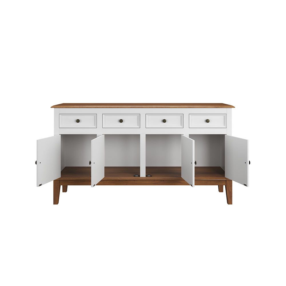 Conjunto Cristaleira Luis XV Alta com Balcão 4 P e 4 G de madeira maciça e MDF