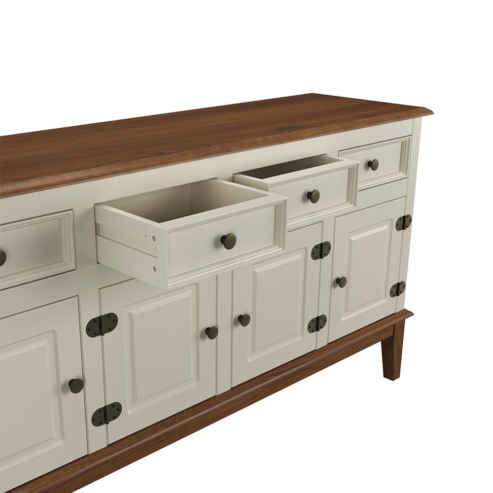 Conjunto Cristaleira Luis XV Alta com Balcão 4 P e 4 G de madeira maciça e MDF