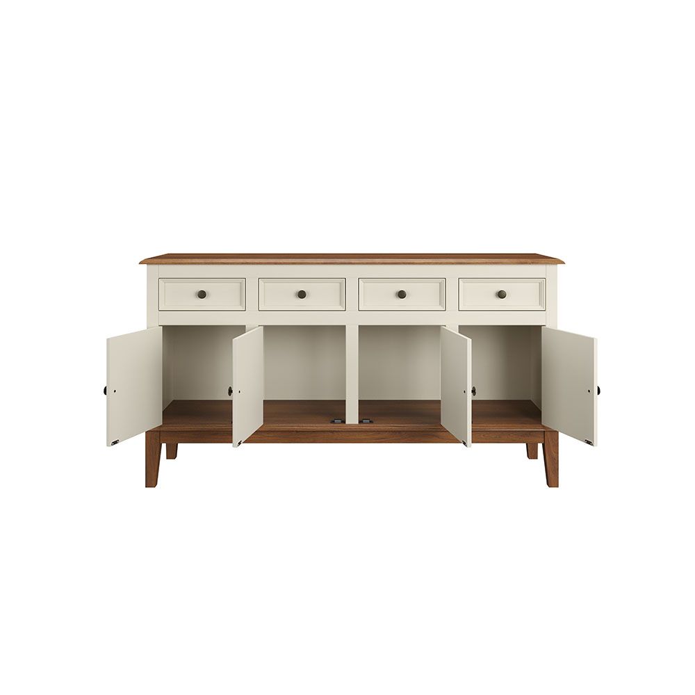 Conjunto Cristaleira Luis XV Alta com Balcão 4 P e 4 G de madeira maciça e MDF