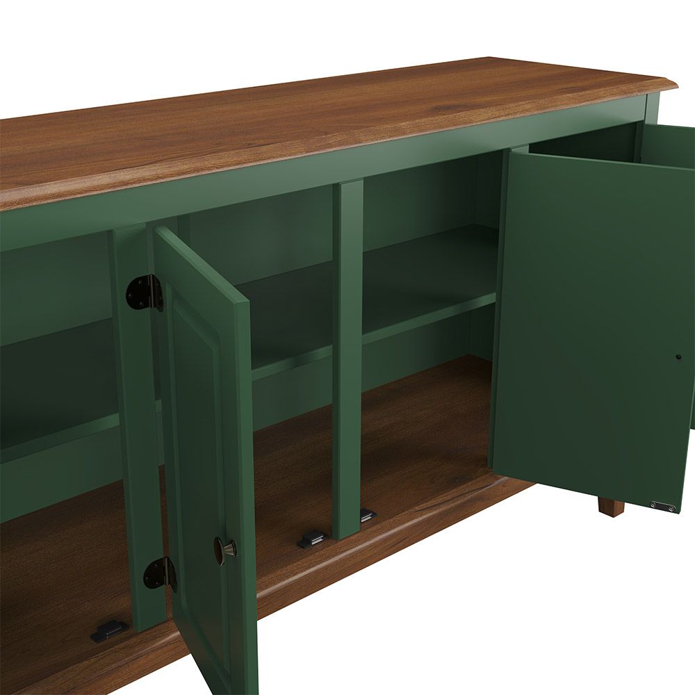 Balcão de Madeira Maciça 4 Portas Madeira Maciça e MDF na cor Verde