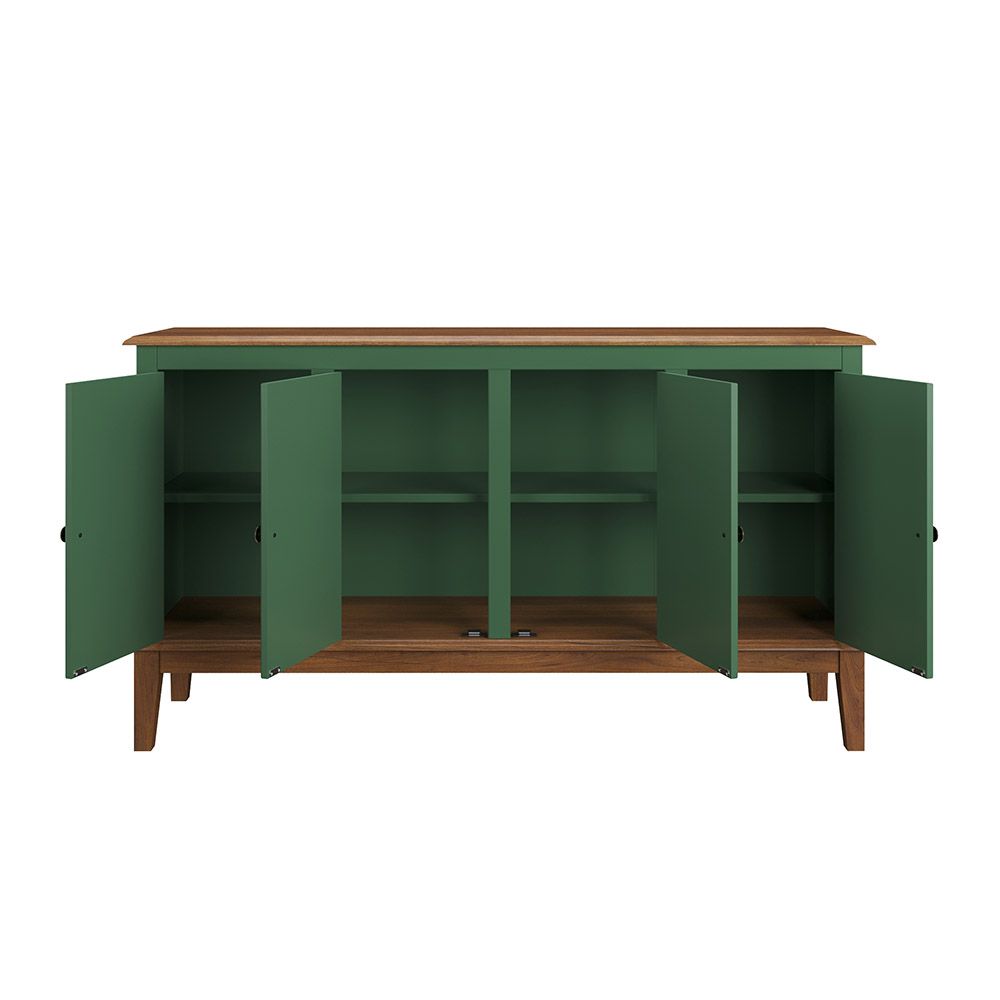 Balcão de Madeira Maciça 4 Portas Madeira Maciça e MDF na cor Verde