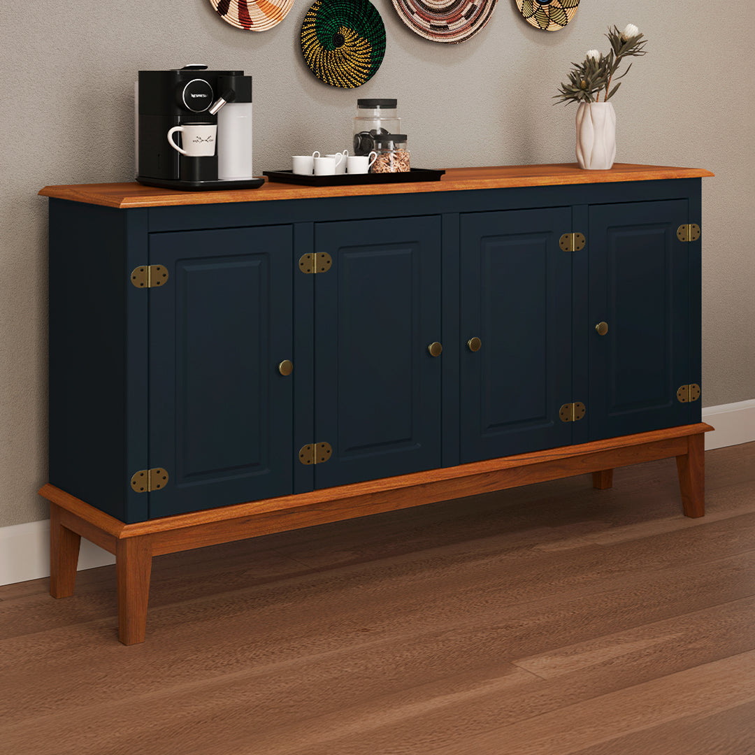 Conjunto Cristaleira 2 P e 1 G com Balcão 4 P de madeira maciça e MDF