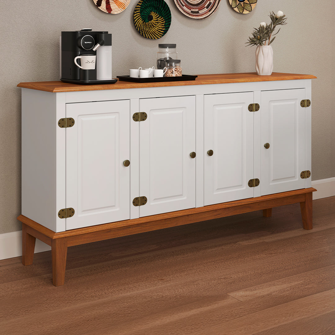 Conjunto Cristaleira 2 P e 1 G com Balcão 4 P de madeira maciça e MDF
