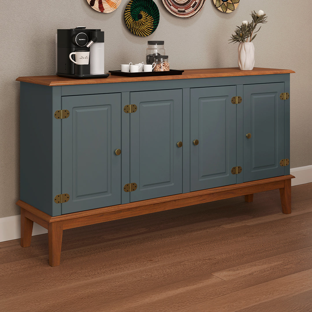 Conjunto Cristaleira 2 P e 1 G com Balcão 4 P de madeira maciça e MDF
