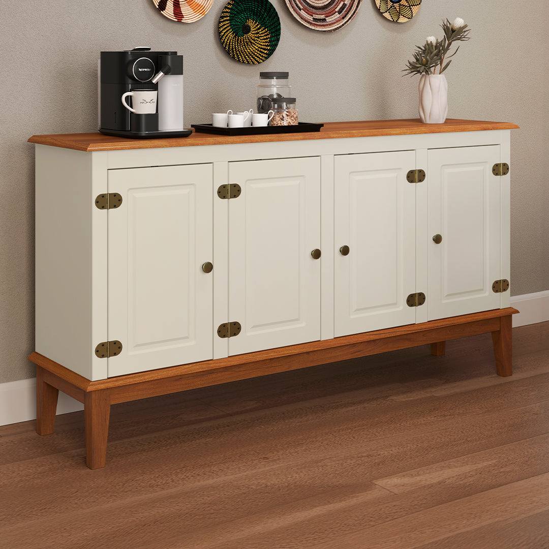 Conjunto Cristaleira 2 P e 1 G com Balcão 4 P de madeira maciça e MDF