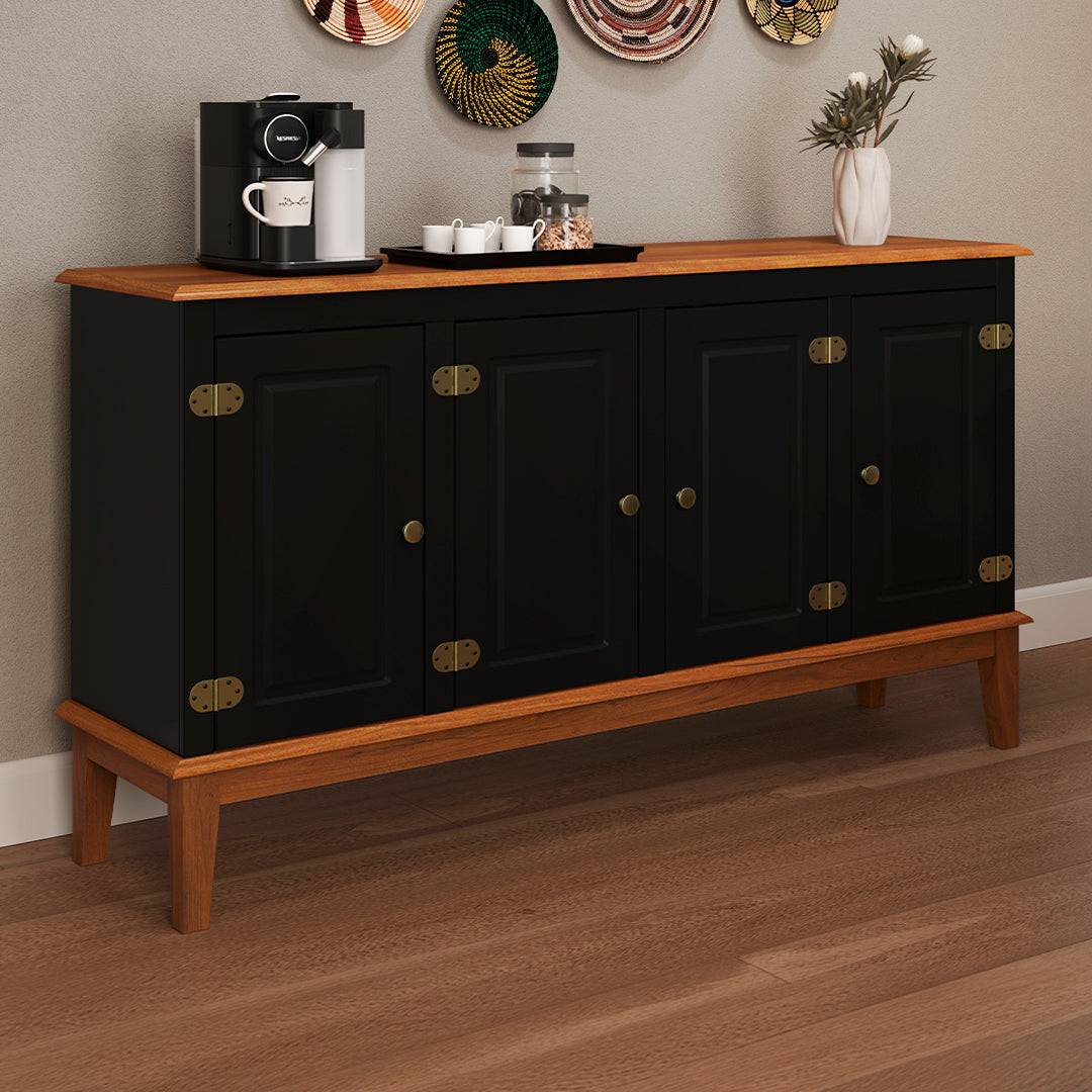 Conjunto Cristaleira 2 P e 1 G com Balcão 4 P de madeira maciça e MDF