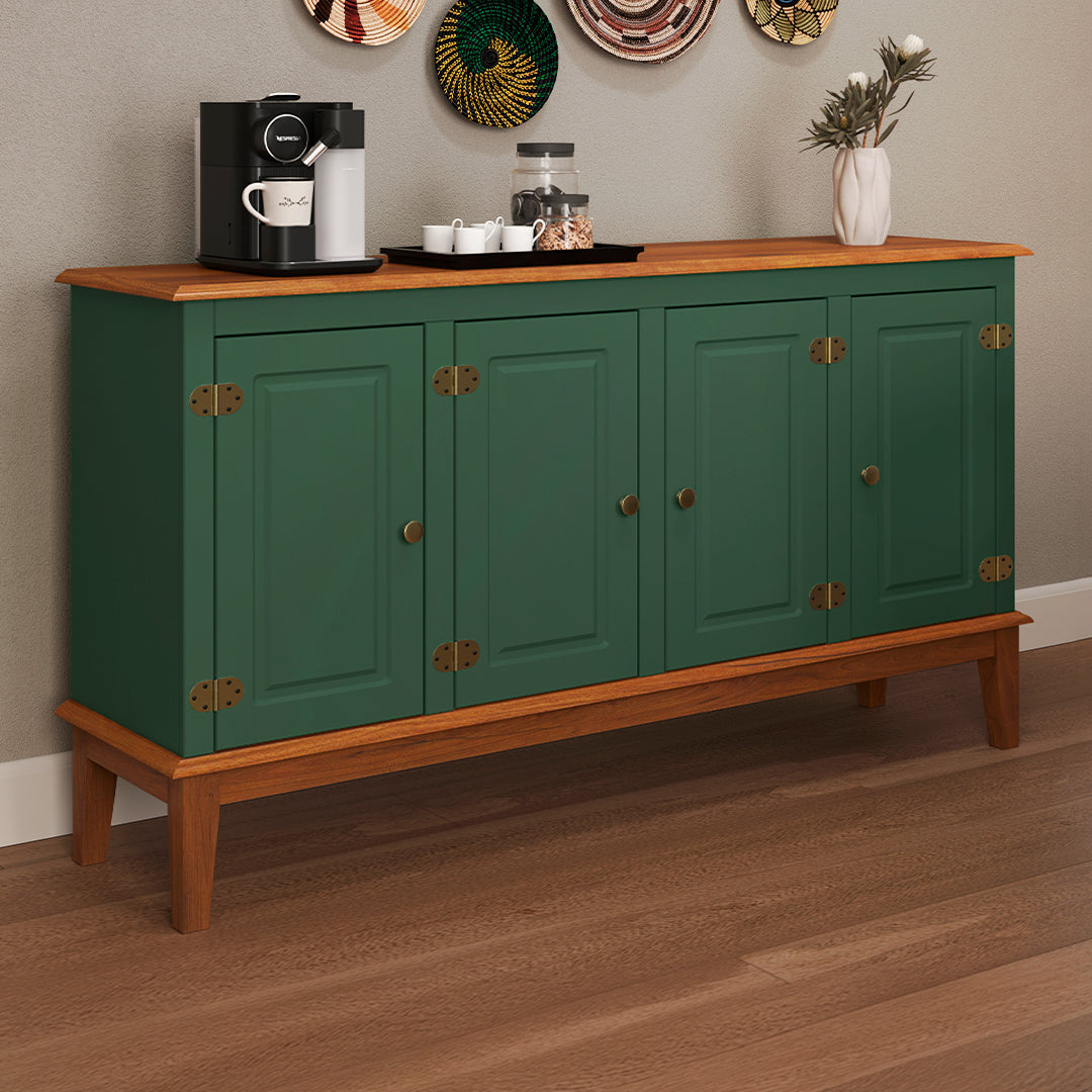 Conjunto Cristaleira 2 P e 1 G com Balcão 4 P de madeira maciça e MDF