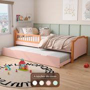 cama auxiliar cama solteiro painel rosa 04
