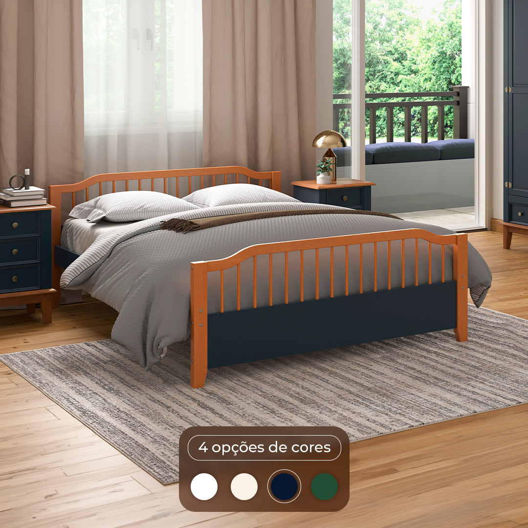 Cama Casal Madeira Maciça Chicago