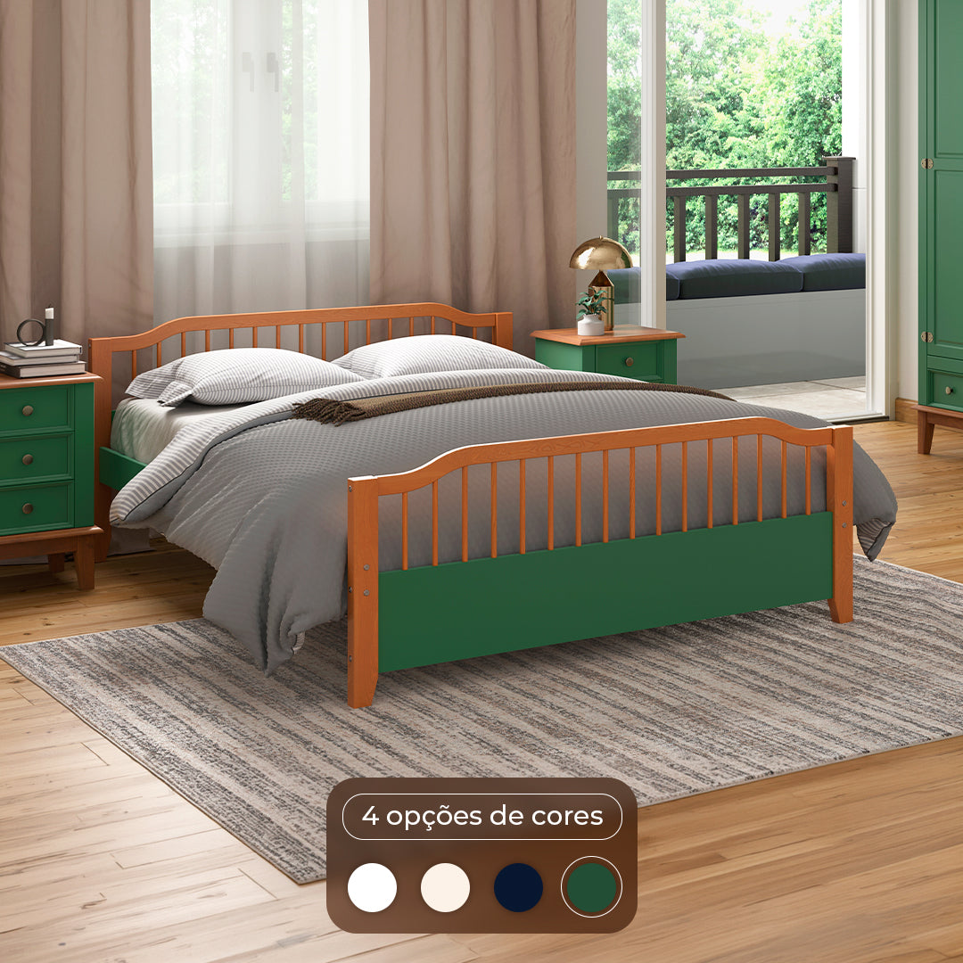Cama Casal Madeira Maciça Chicago