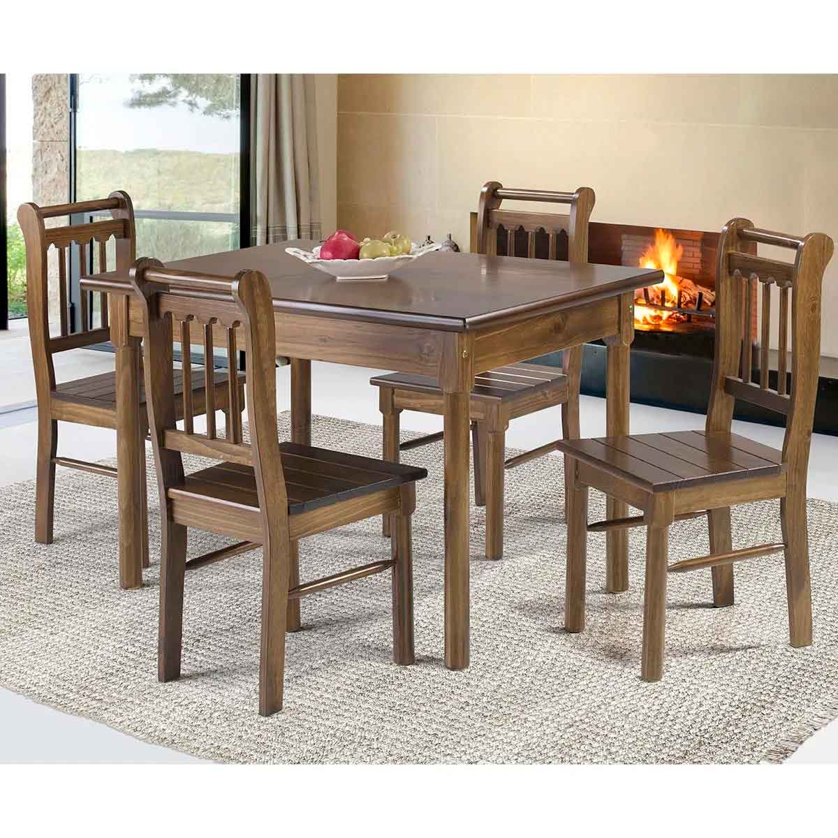 conjunto sala de jantar e cozinha com 4 cadeiras madeira macica imbuia 2