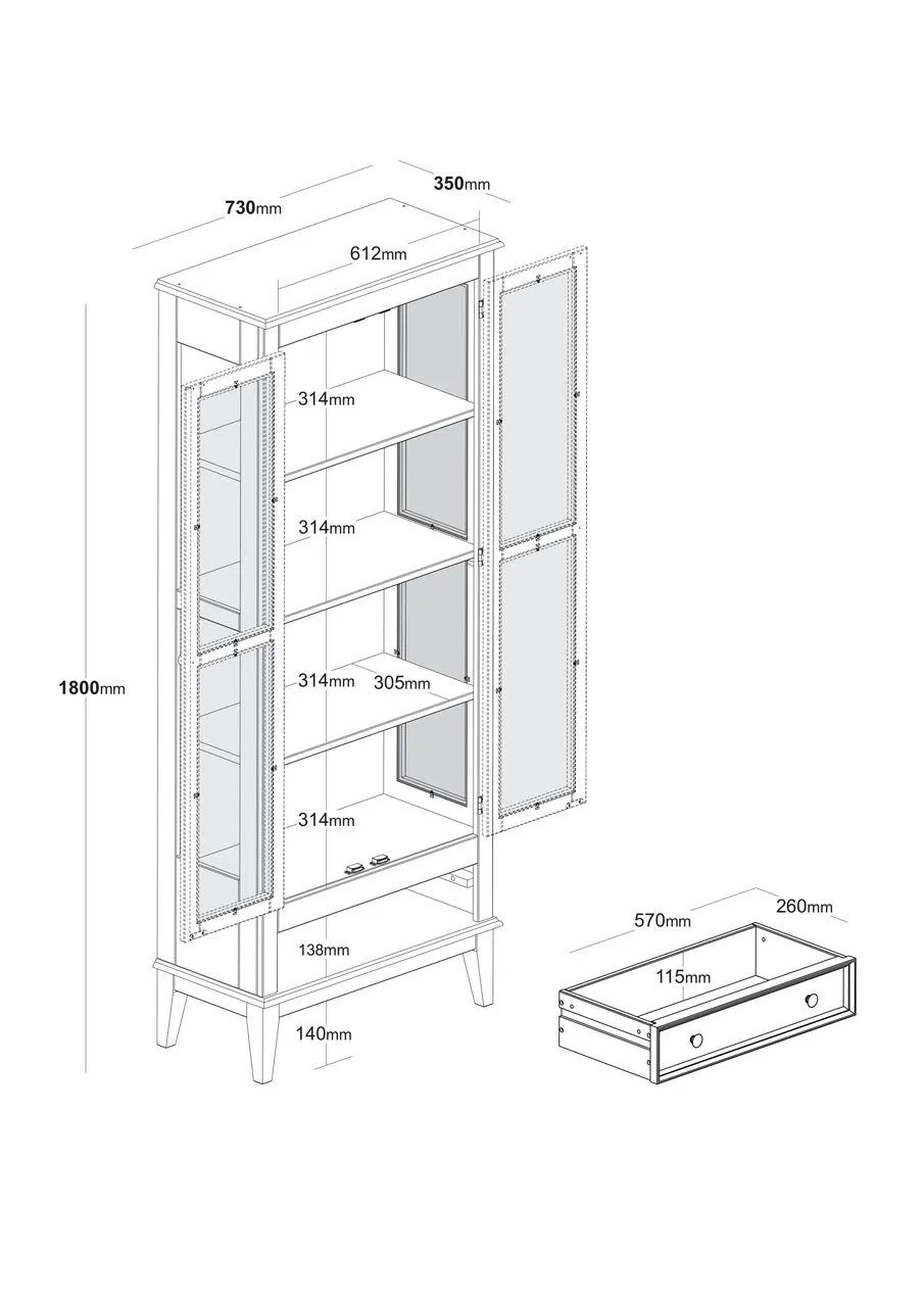 Conjunto Cristaleira 2 P e 1 G com Balcão 4 P de madeira maciça e MDF