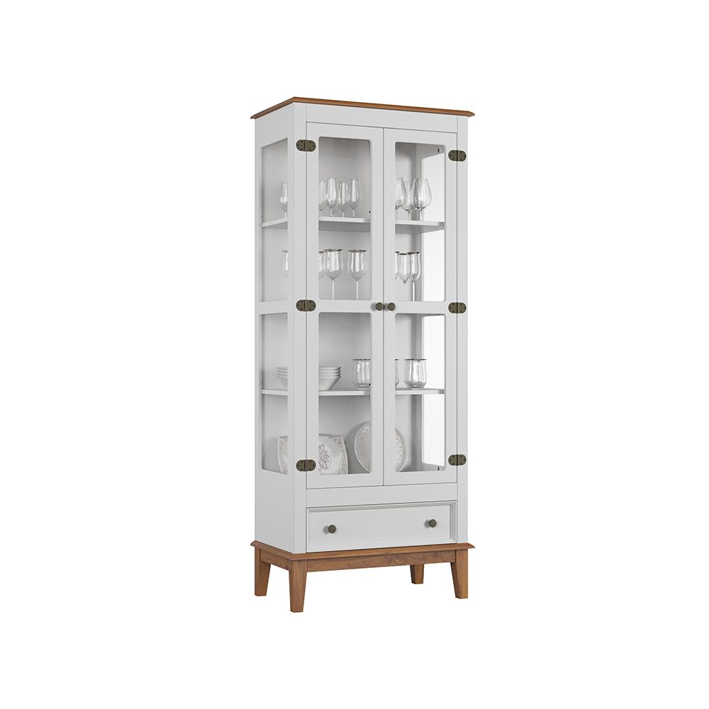 Conjunto Cristaleira 2 P e 1 G com Balcão 4 P de madeira maciça e MDF