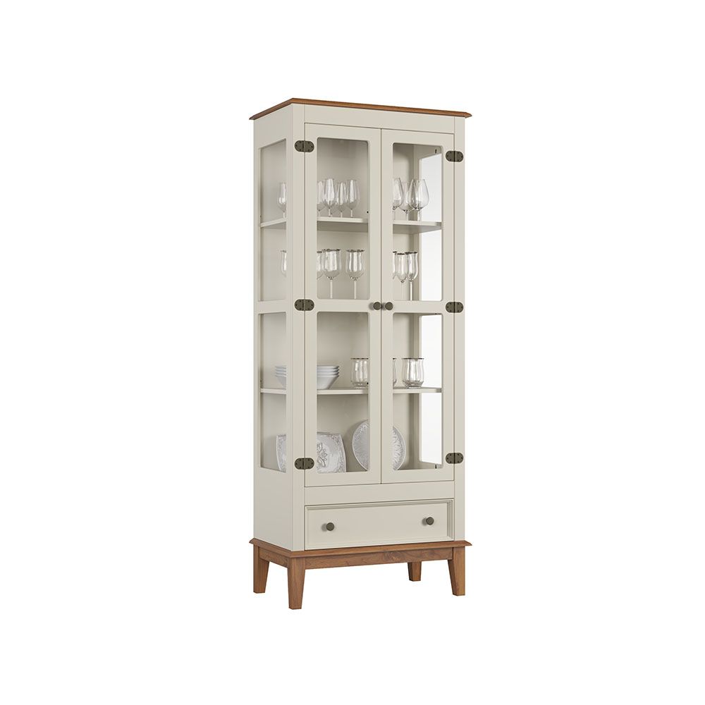 Conjunto Cristaleira 2 P e 1 G com Balcão 4 P de madeira maciça e MDF