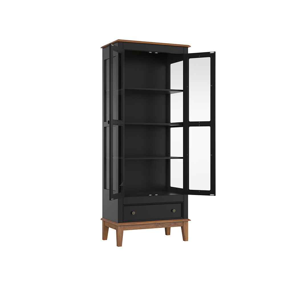 Conjunto Cristaleira 2 P e 1 G com Balcão 4 P de madeira maciça e MDF