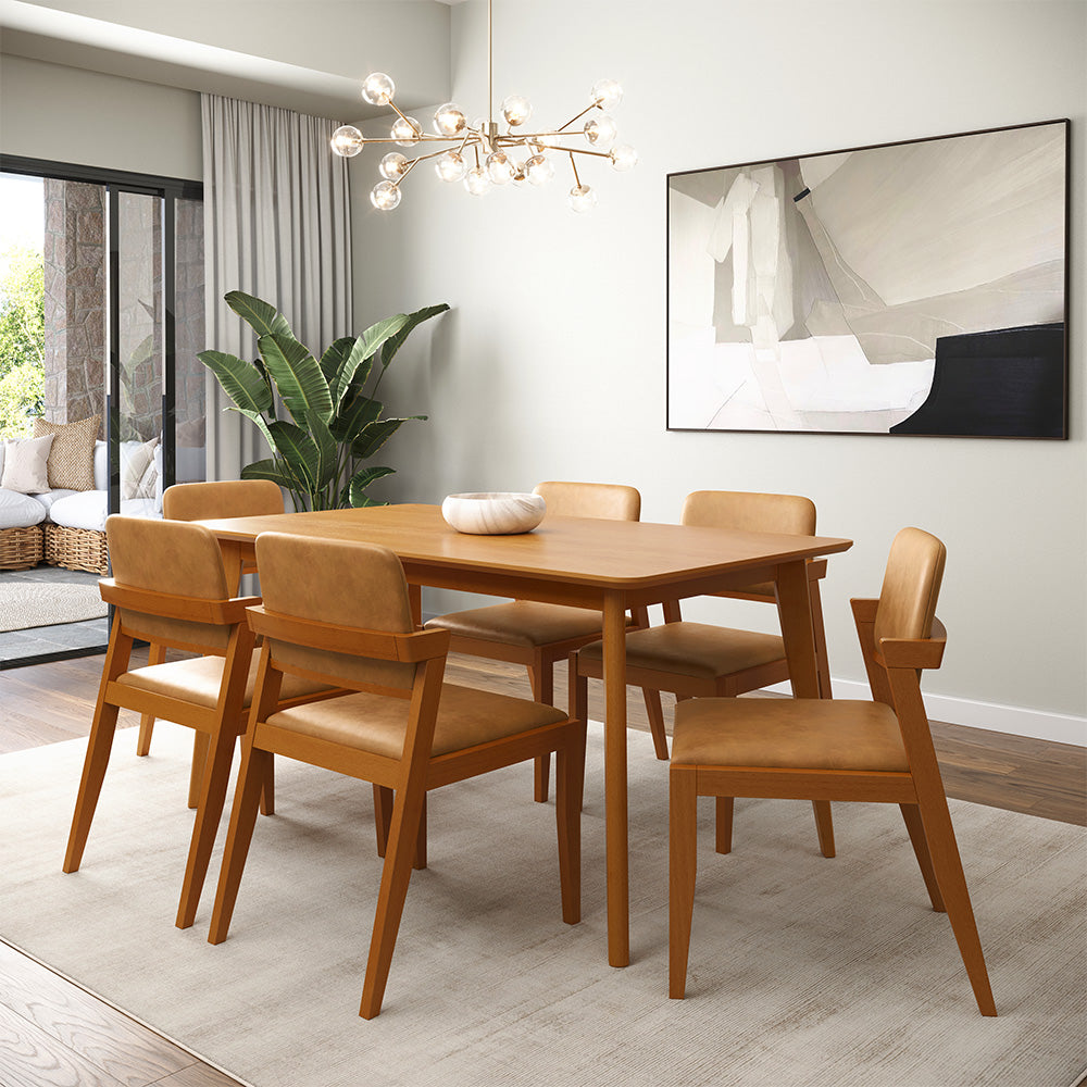 Conjunto Sala de Jantar Com Mesa e 6 Cadeiras Madeira Maciça Dover - 160 x 90cm