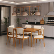 Conjunto Sala de Jantar Com Mesa e 6 Cadeiras Madeira Maciça Dover - 160 x 90cm