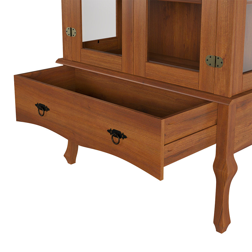 Conjunto Cristaleira Luis XV Alta com Balcão 4 P e 4 G de madeira maciça e MDF