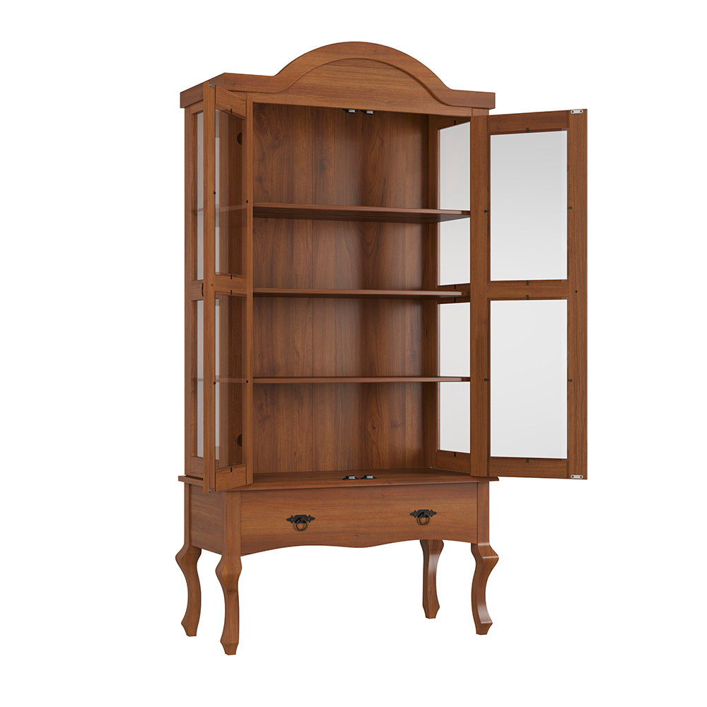 Conjunto Cristaleira Luis XV Alta com Balcão 4 P e 4 G de madeira maciça e MDF