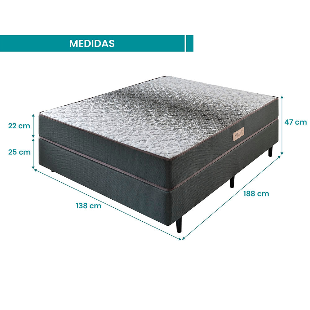 Cama Box com Colchão Queen Size Ecoflex Dual - 158x198x47cm