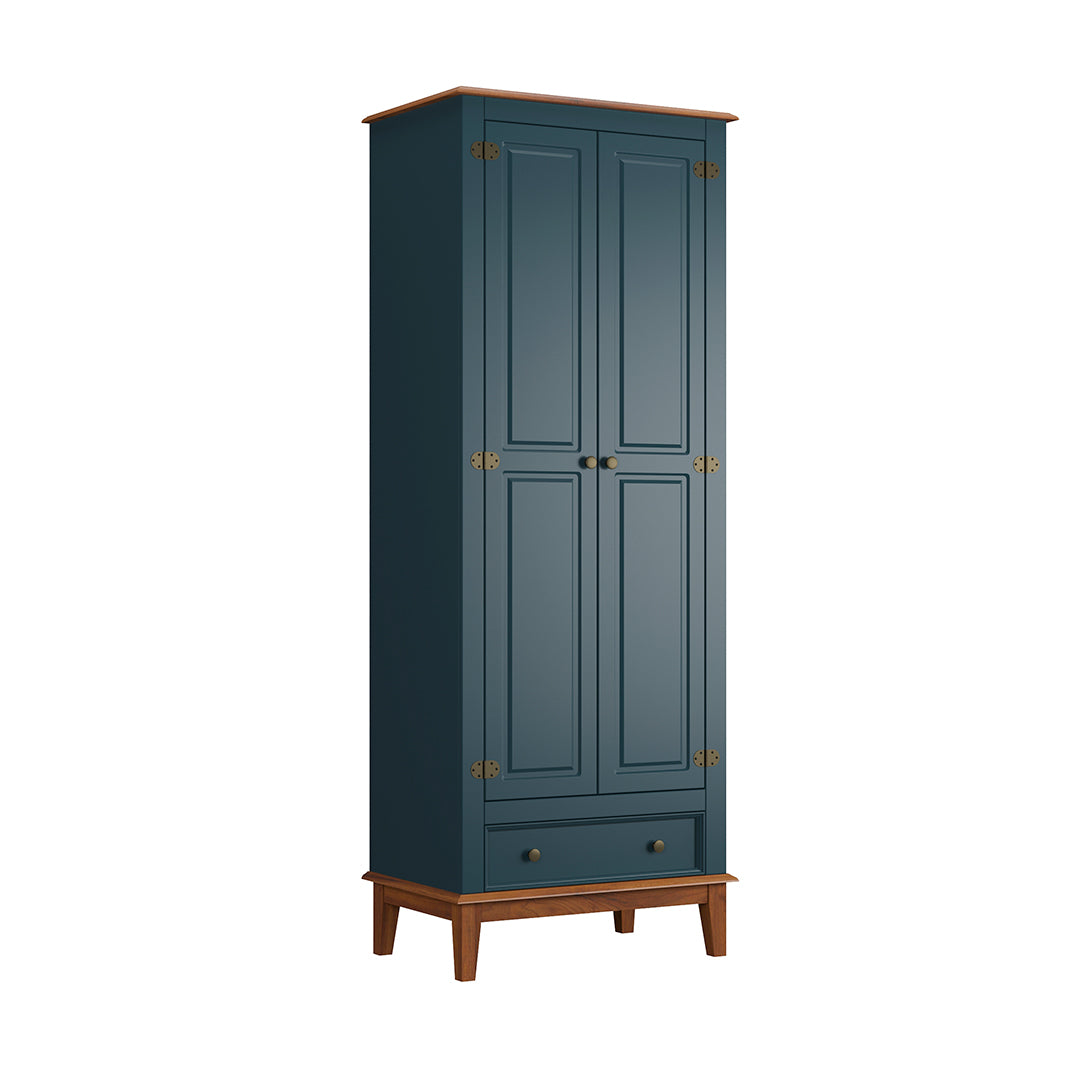Guarda-Roupa Rústico 2 Portas e 1 Gavetas - Madeira Maciça e MDF