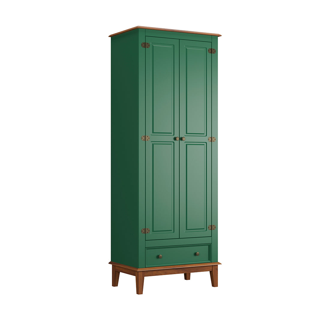 Guarda-Roupa Rústico 2 Portas e 1 Gavetas - Madeira Maciça e MDF