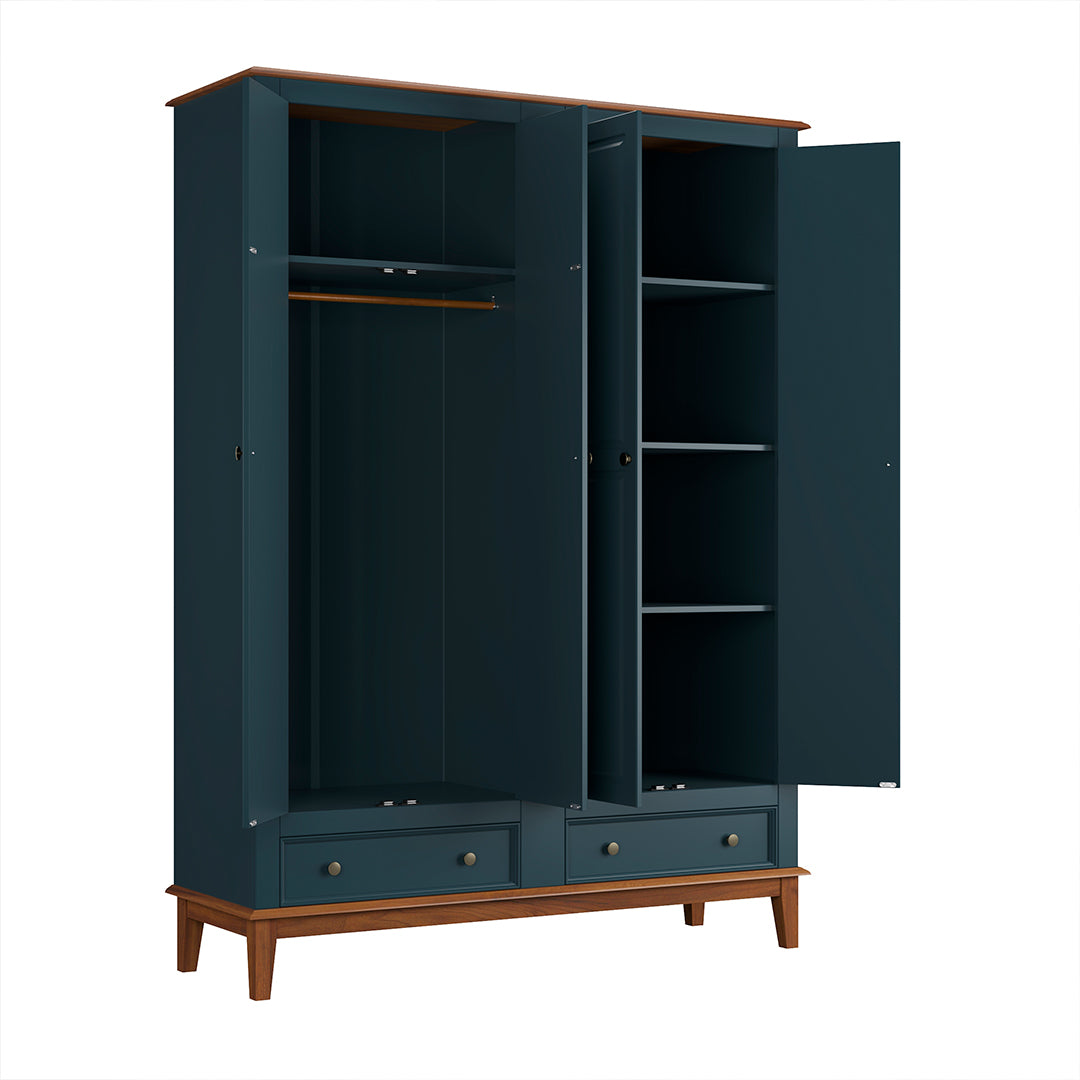 Guarda-Roupa Rústico 4 Portas e 2 Gavetas - Madeira Maciça e MDF