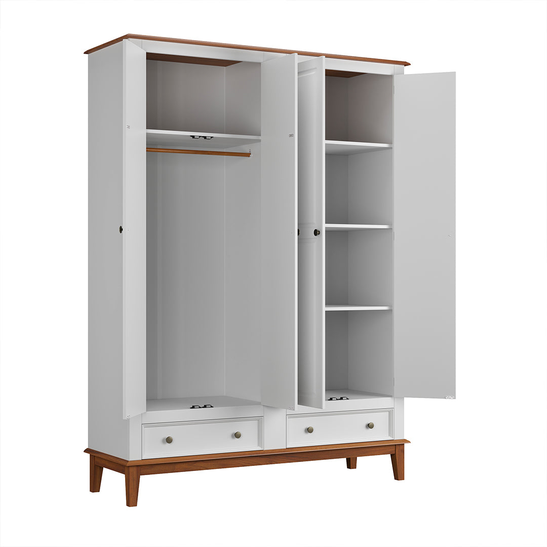 Guarda-Roupa Rústico 4 Portas e 2 Gavetas - Madeira Maciça e MDF