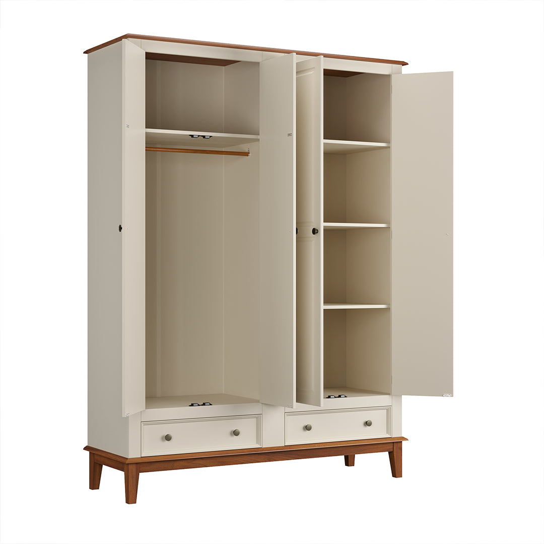 Guarda-Roupa Rústico 4 Portas e 2 Gavetas - Madeira Maciça e MDF