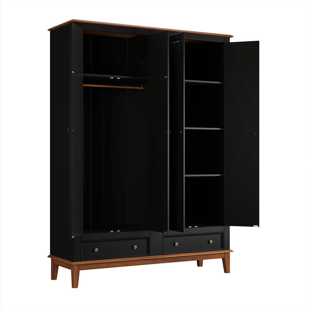 Guarda-Roupa Rústico 4 Portas e 2 Gavetas - Madeira Maciça e MDF