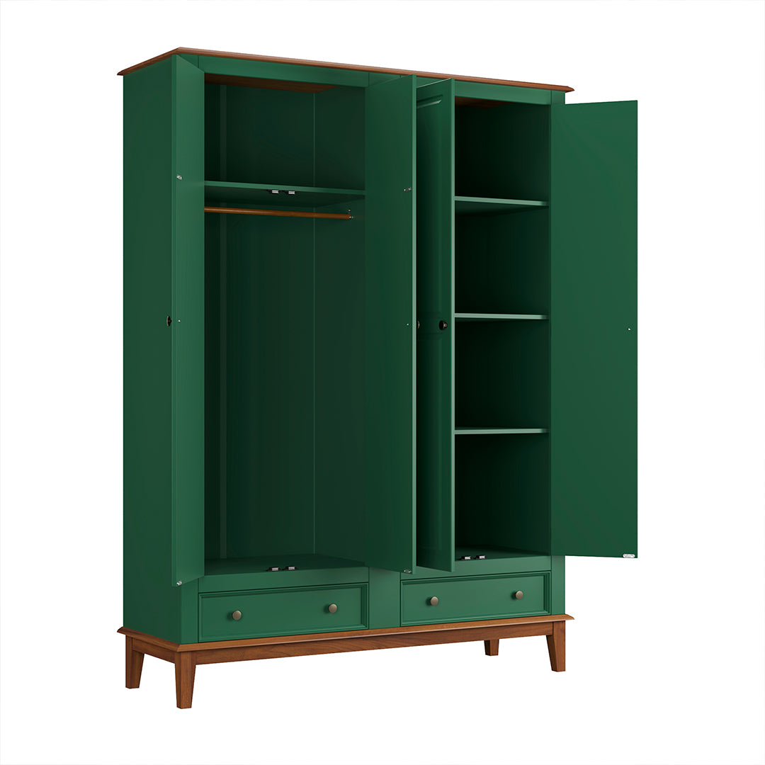 Guarda-Roupa Rústico 4 Portas e 2 Gavetas - Madeira Maciça e MDF